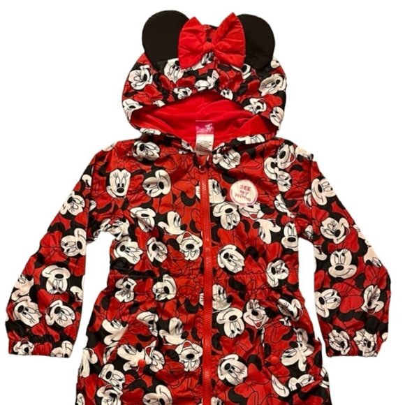Disney Other - Disney Junior  NWT Girl's Red Minnie Mouse Jacket With Hood Ears Bows Size 6